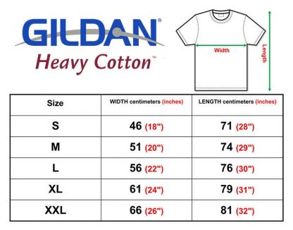 metal shirts Heavy Cotton size chart